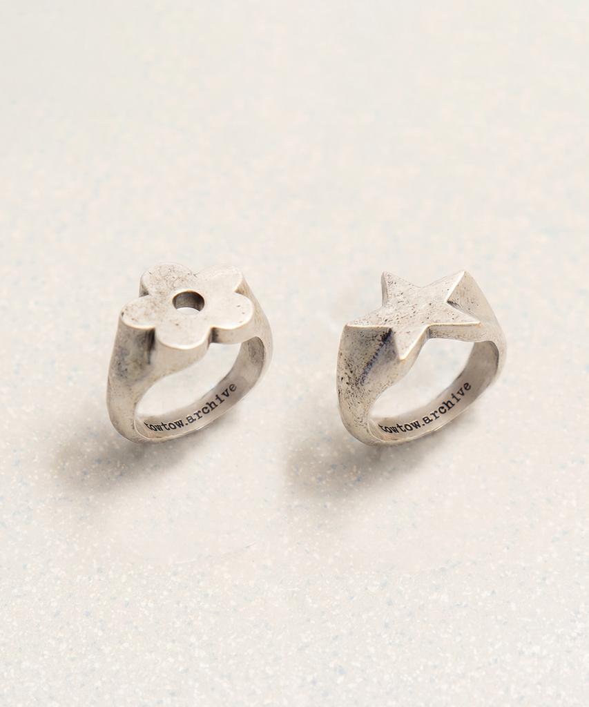 Towtow Archive Star Floral Ring Set Silver