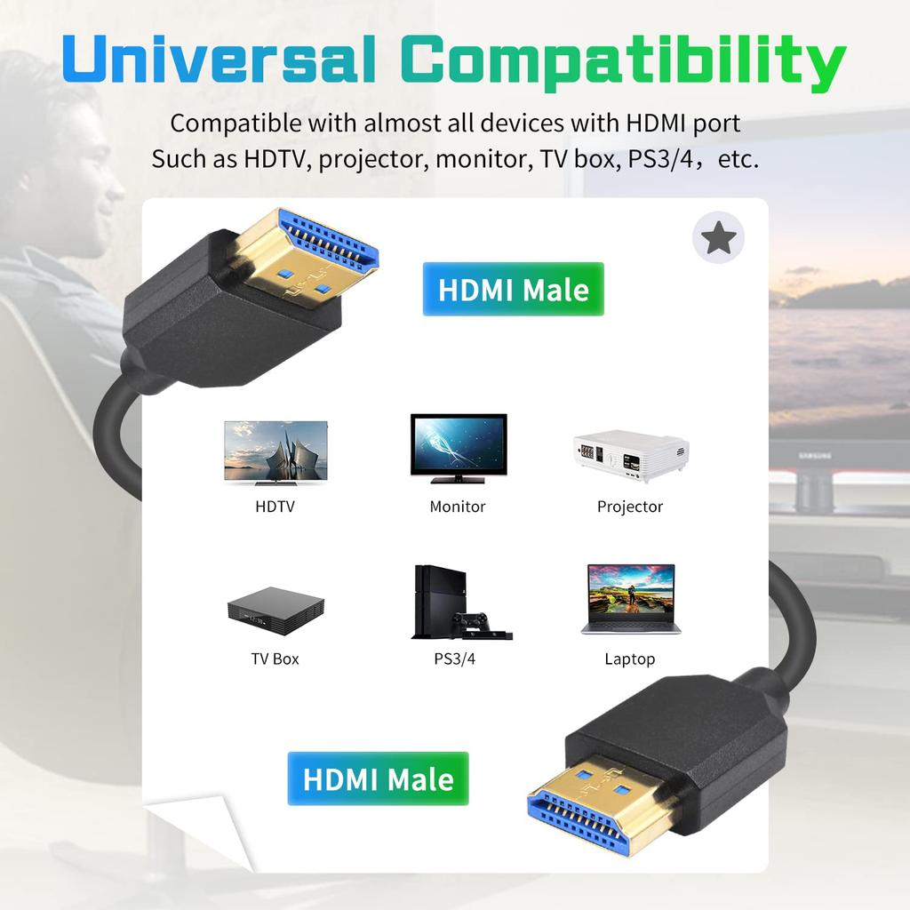 Duttek 8K HDMI HDMI Coiled 48Gbps HDMI Cable Ultra Thin HDMI Male to Male HDR Compatible 8K 60Hz Resolution Backwards Compatible 4K Ultra HD 1080p 3D