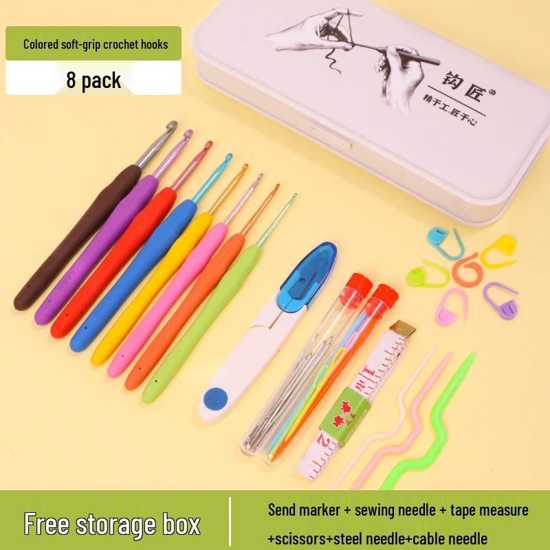 Beginner Soft-Grip Crochet Hook Set for DIY Knitting and Micro-Hooking