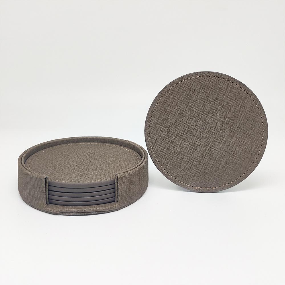 Round Double-Sided Leather Tea Coaster with Heat Insulation