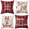 New Christmas Throw Pillow Cushion Home Decoration Short Plush Linen Printed Throw Pillow Cover