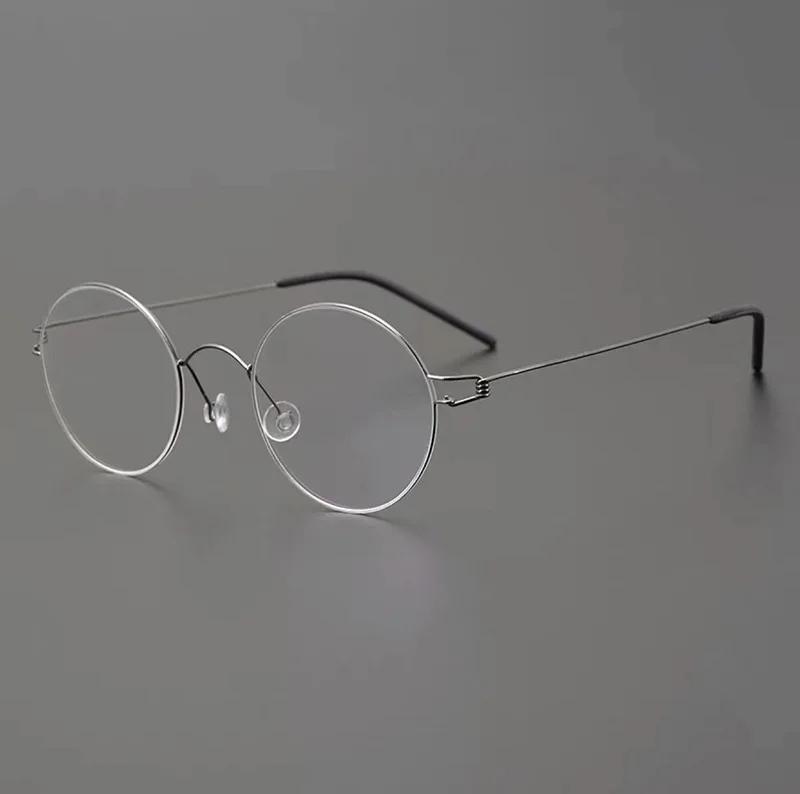 Denmark Design Small Round Glasses Frame Screwless Ultra Light Anti Blue Light Reading Glasses Retro Eyeglasses Men Korea Style