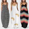 Women Fashion Large Size Print Sexy Deep V Sling Long Skirt Casual Dress