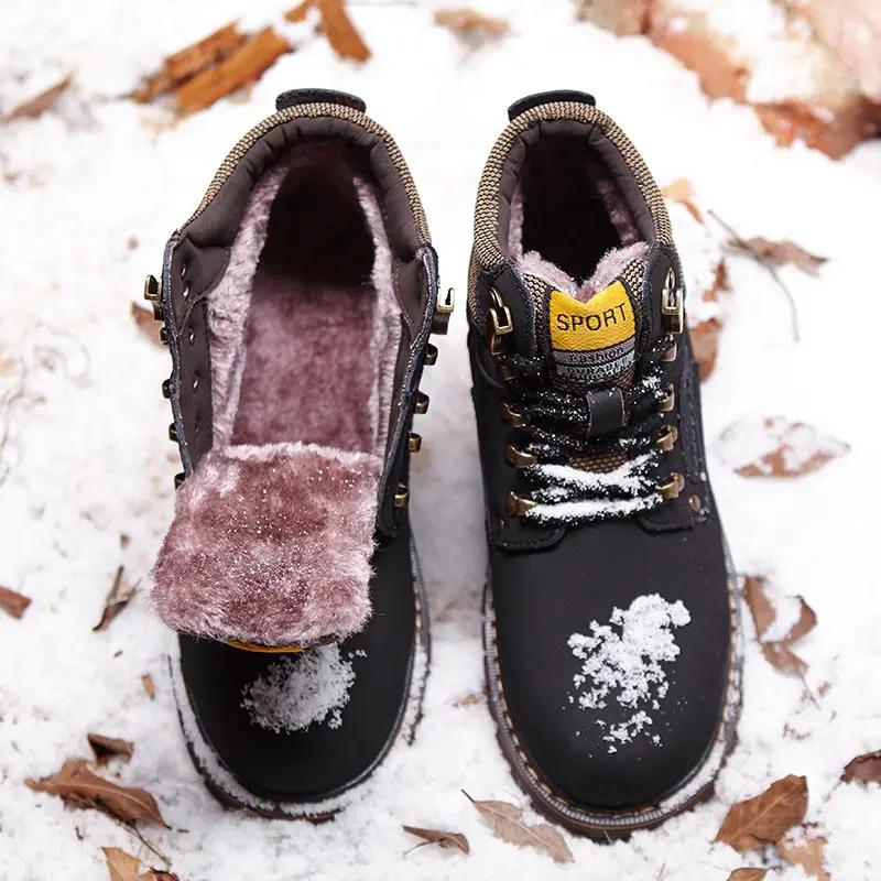 Mode Herren Winterschuhe Neue High-Top Casual Männlich Retro Rhabarber Baumwolle Schneestiefel Outdoor Schnüren Warme Plattform Männer Chelsea Booties