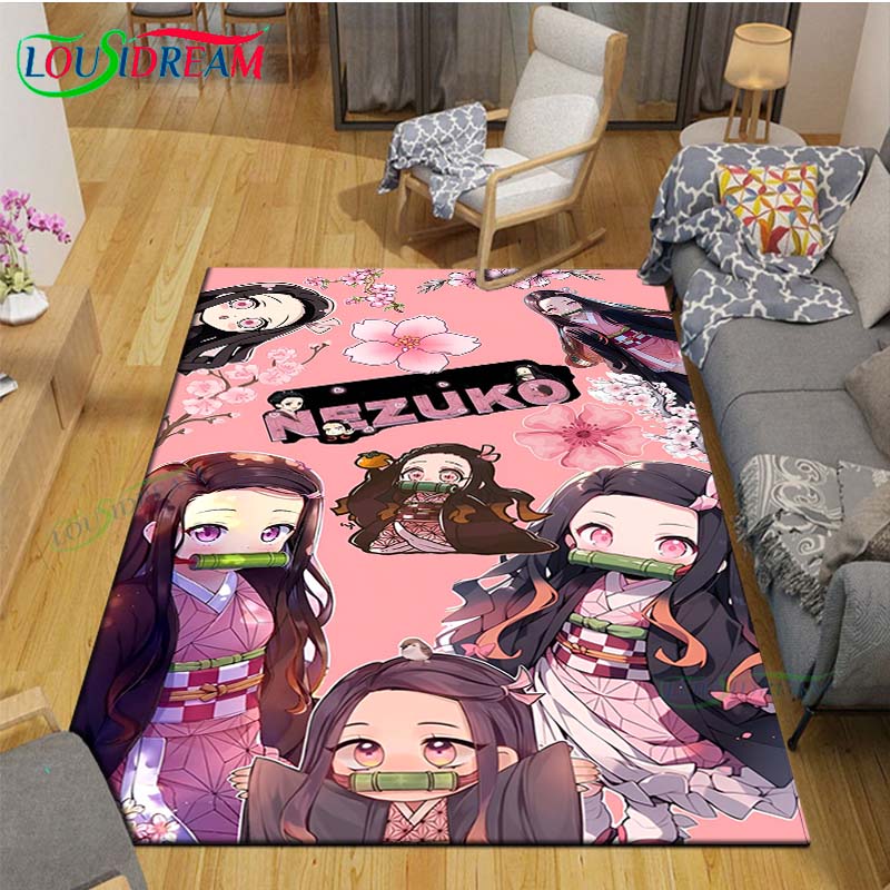 Fashion Hot Cartoon K-Kamado Nezuko Printed Carpets Living Room Anti-Skid Area Rug Kids Bedroom Mats Yoga Mat Large Carpet Decor
