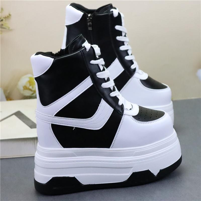 Mode 15CM High-Top Schnürung Kleine Erhöhung und Schlank 2025 Freizeit Bequeme Stiefeletten Schuhe Stiefeletten mit Super High Heels