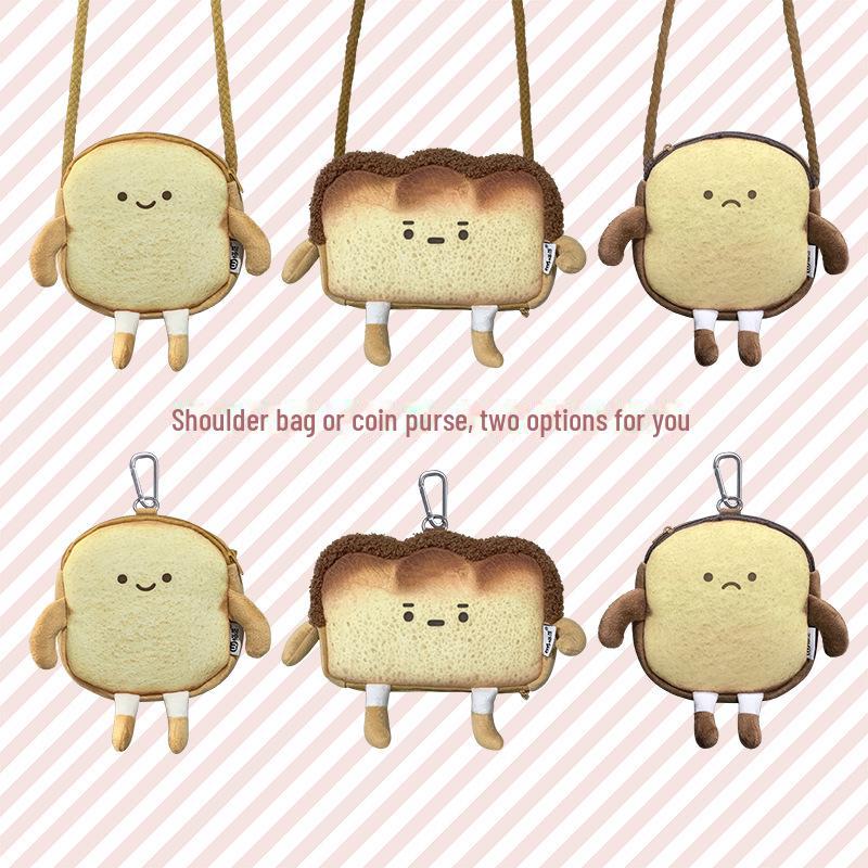 Creative Cartoon Toast Bread Crossbody Bag – Cute & Casual Shoulder Coin Purse for Students