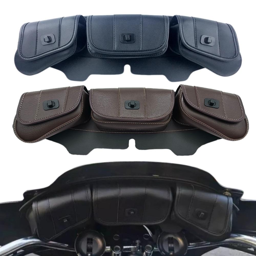 

Мотоциклетная сумка-чехол для лобового стекла Batwing с 3 карманами для Harley Electra Street Glide Touring 1996-2013 гг. коричневый