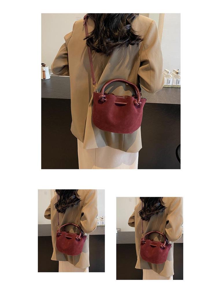 Luxury Suede Tote & Bucket Bag: Stylish Mother-Child Shoulder/Crossbody with Ruched Design