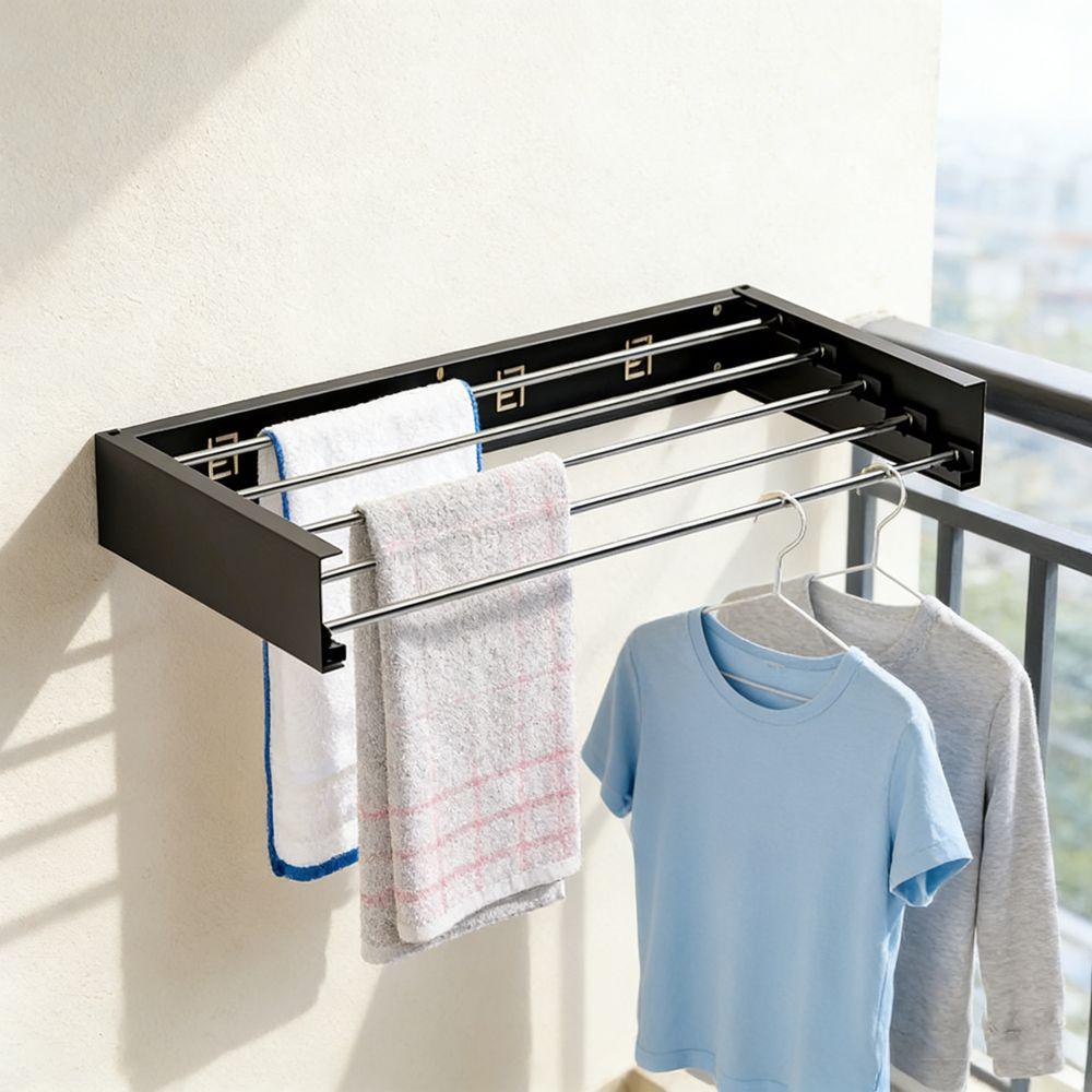 Carbon Steel Invisible Clothes Drying Rack 5 Rods 60CM Hidden Drying Rack Heavy-Duty Space Saving Clothesline Pole Hanger