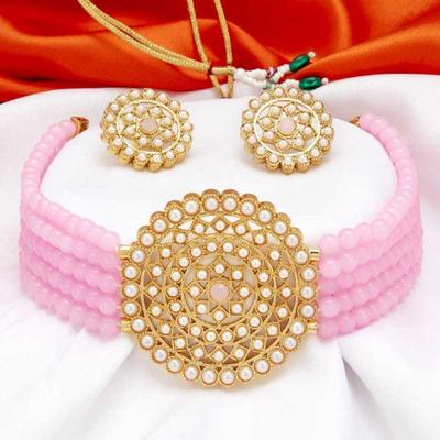 Classic Pink Alloy Gold-plated Jewel Set