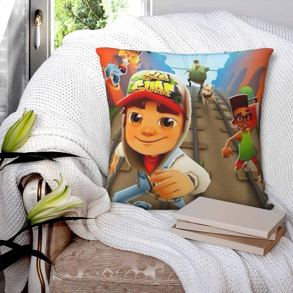 Subway Surfers Game Jake Pillow Cover Cushion Cover Soft Graphic Pillow Case Vintage Pillowcases For Sofa Home Decoration
