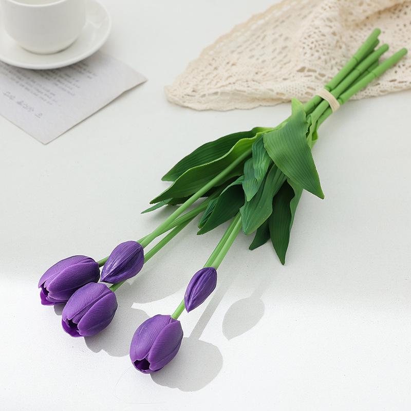 Soft Rubber Tulip Artificial Flowers for Home & Wedding Décor, Photo Props, Bouquet