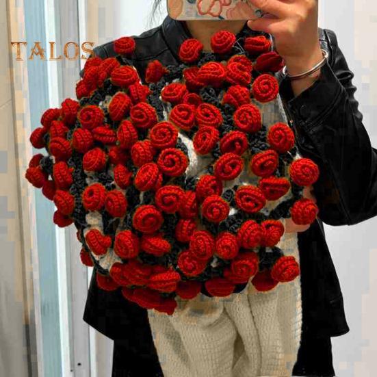 Crochet Rose Bouquet Blanket Handmade Flower Throw Blanket Crocheted Roses Blanket for Home Bed Couch Decor Anniversary Gift