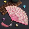 Archaic Folding Fan Chinese Style Han Costume Cheongsam Lace Dance Fan Portable Portable Tassel Folding Fan Summer Female