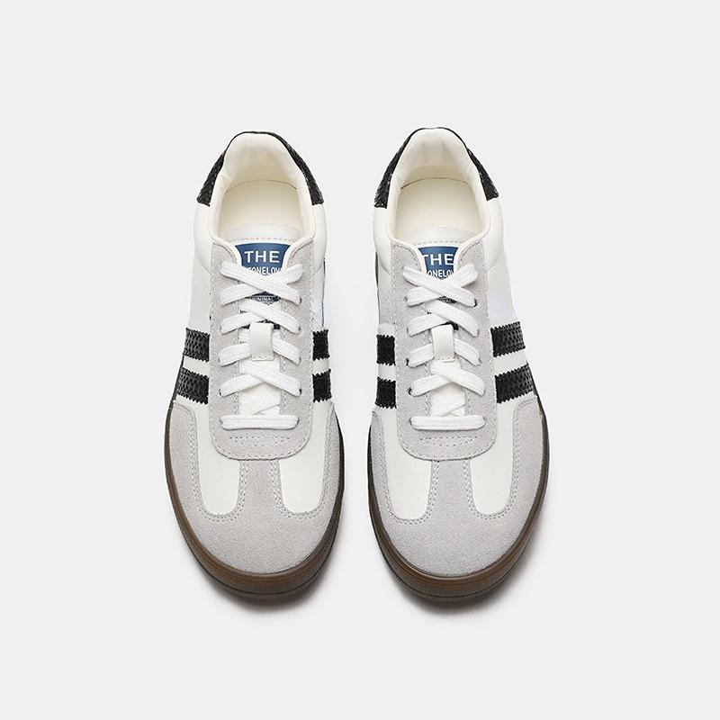 2025 Spring New Women's Shoes Casual Sports Shoes Flat Baseplate Shoes Leather Versatile Retro Forrest Gump Shoes German Training Shoes Women