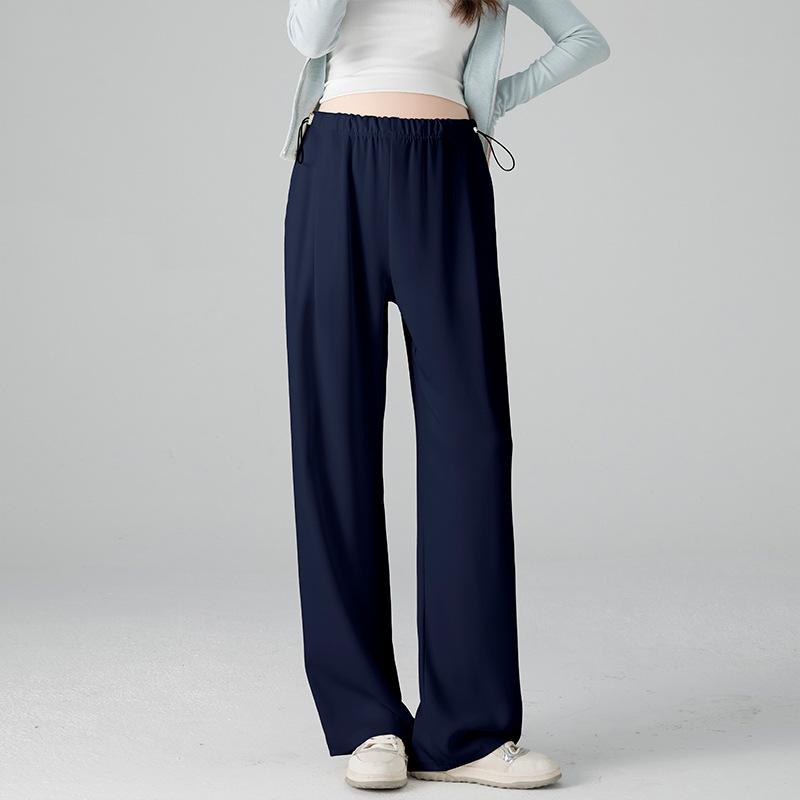 Maternity Wide-Leg Drawstring Pants - High-Waist, Loose-Fit, Lightweight, Floor-Length, Summer Casual Wear M
