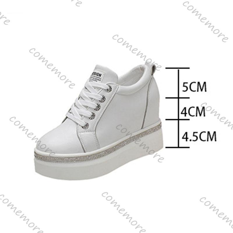 Comemore Internal High Vulcanised Shoes Women Spring Autumn Thick Bottom Casual Single Shoes Lace Up Black White Sneakers Women