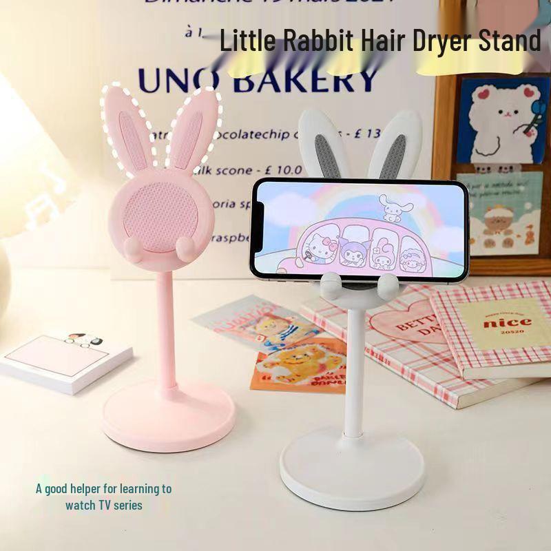 Creative Dorm Desk Retractable Long-Eared Rabbit Phone Holder for Live Streaming