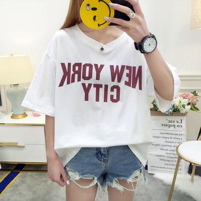 New Top for Women's Summer Korean Style Loose Ins Hong Kong Style White Short-sleeved T-shirt Internet Celebrity Half-sleeved Student