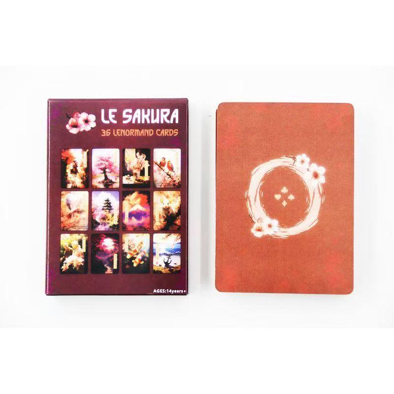 Las Cartas Lenormand Sakura - Baraja de 36 Cartas con Palabras Clave - Cartas Oráculo Temáticas de Flor de Cerezo Japonés 9*6cm