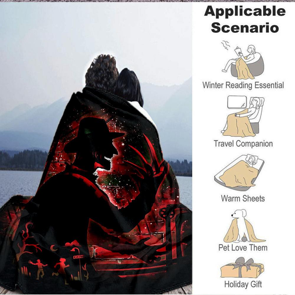 1pc A Nightmare on Elm Street Flannel Throw Blanket - HD Printed Lightweight Soft Warm All-Season Blanket for Sofa, Bed, Travel, Camping 055
