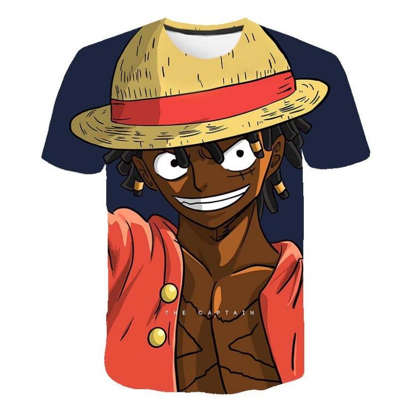 European and American Trendy New One Piece Rubber Man Luffy 3D Digital Printed Cartoon Cool Boy T-shirt