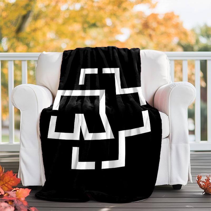 1pc Rammstein2 Theme Blanket - Digital Print, Polyester, Cozy for All Seasons, Perfect for Outdoor, Camping, and Travel