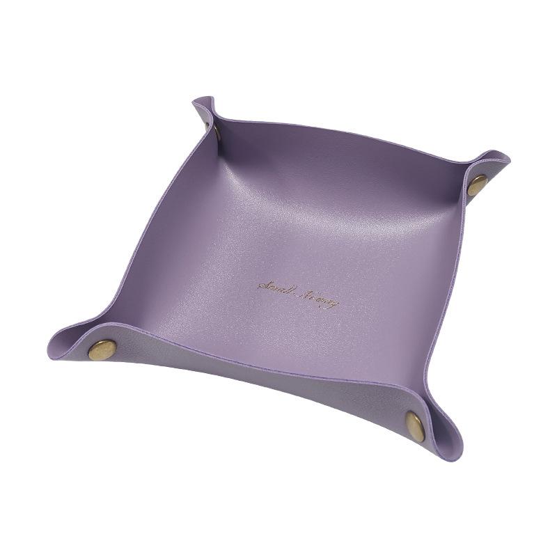 1PC PU Leather Storage Box Desktop Tray Jewelry Cosmetic Phone Key Wallet Coin Basket Folding Storage Case Table Organizer