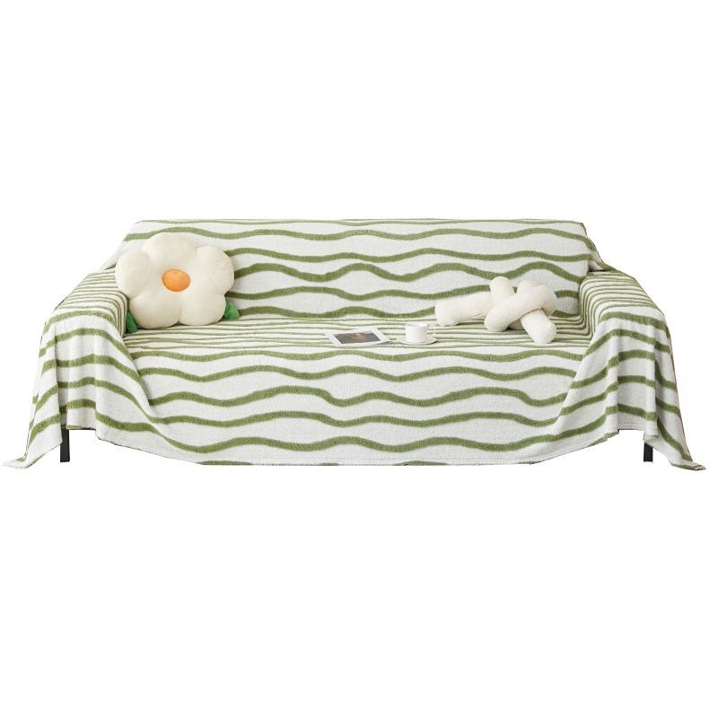 Plush Wave Patterned Sofa Cover Winter New Minimalist Style Double-sided Sofa Cover Blanket
