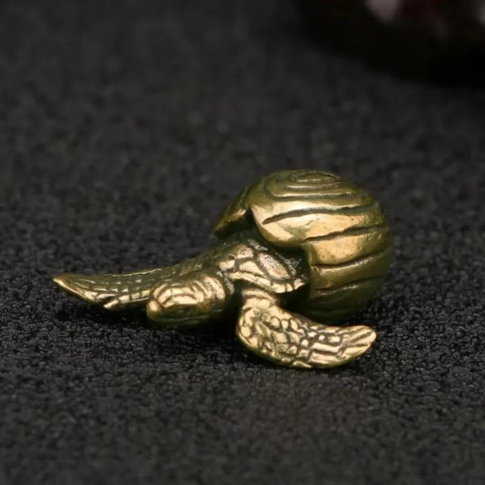 New Antique Brass Turtle Ornaments Childlike Cute Little Turtle Tea Pet Desktop Ornaments Handicrafts