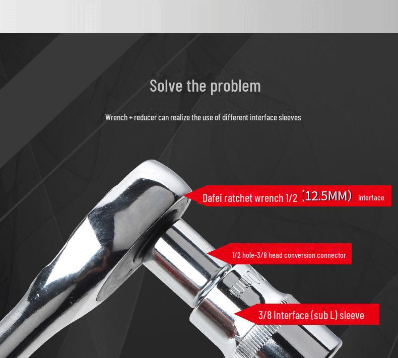 Set adaptor priză CR-V cu 6 piese: Convertoare de chei cu clichet de la 1/2" la 3/8" la 1/4"