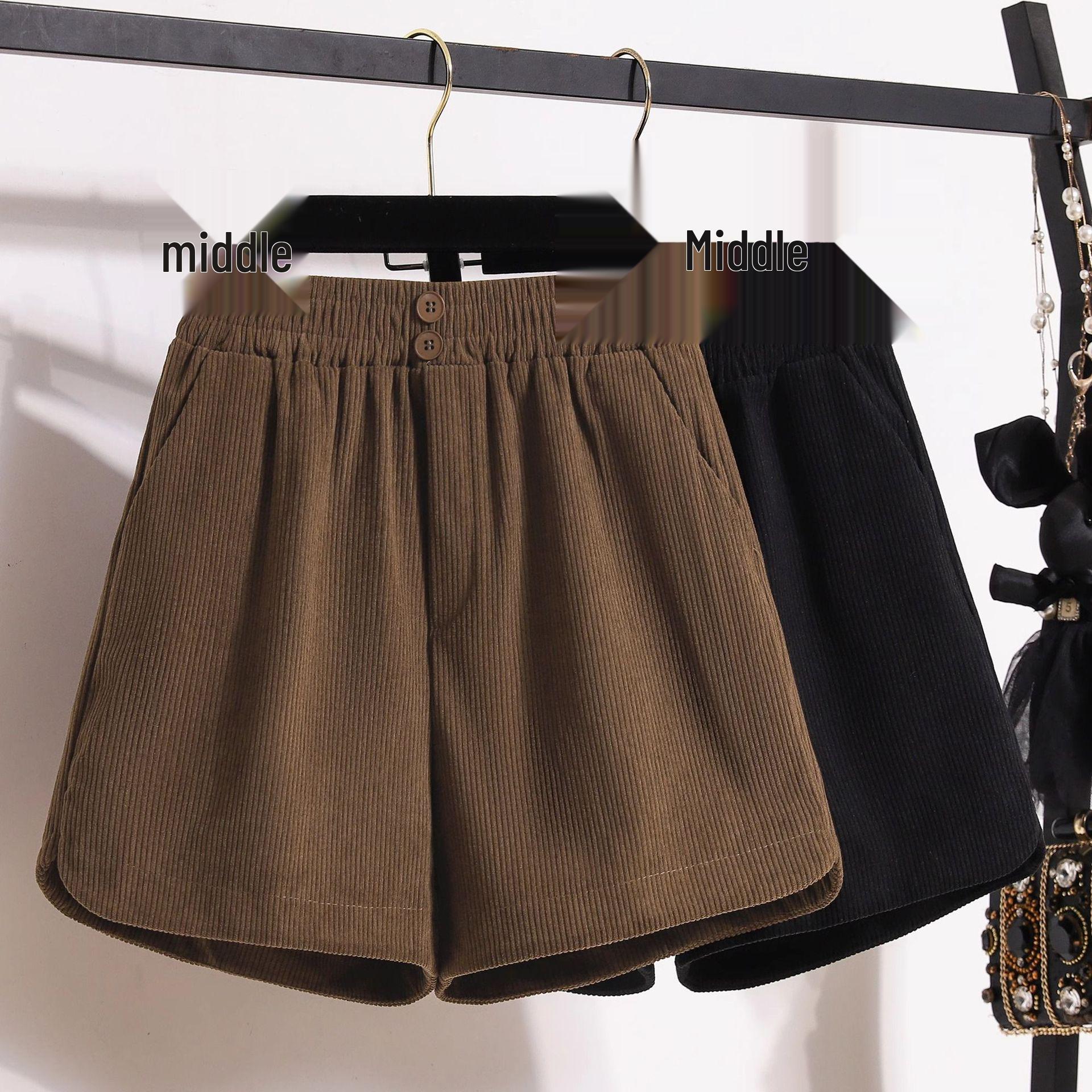 

Women s High Waist A-Line Corduroy Booty Shorts - Fashionable, Versatile, and Thick for Autumn/Winter. Medium кавовий