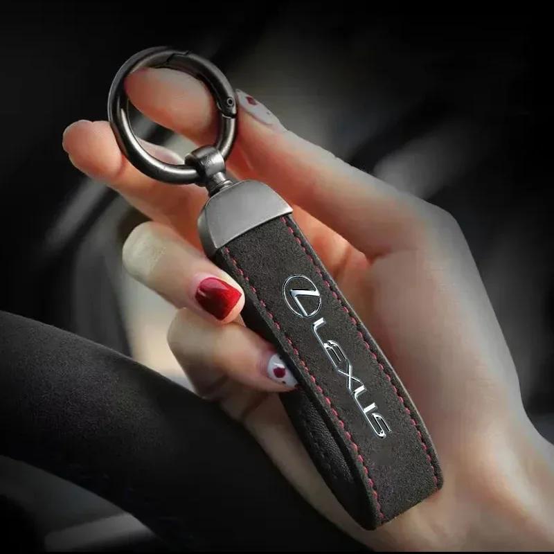 Suede Keychain Customize Emblem Keyring Pendant For Lexus Fsport RX330 IS250 Ct200h ES300h RX350 IS300h NX300h GS300 ES350 GS300