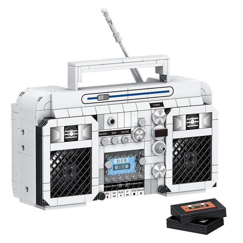 Klassisk Lag Retro Radio Kassett Båndopptaker Blokkmodell Byggeklosser Pedagogisk lekesamling for barn Gaver