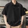 American Fashion Vintage Breathable Moisture Wicking Men's Loose Polo Shirt - Wrinkle Resistant Casual Sport Short Sleeve Collared Shirt