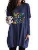 Ladies Sweatshirt Women's Long Tunic with Pockets Loose Fit Fashion Printed Logn Sleeve Top