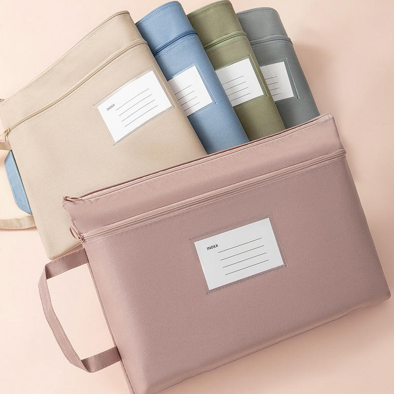 Portable Waterproof File Organizer Double Layers Large Capacity Document Bag For Office School Supplies Travel Storage Oxford Cloth Holder
