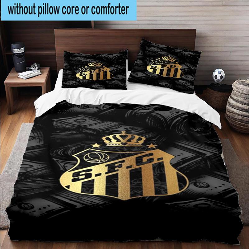 3pcs Fc Crest Design Printed Bedding Set Duvet Cover Closure Includes 1 Duvet Cover & 2 Pillowcases Bedding Sets Home Decor Gifts