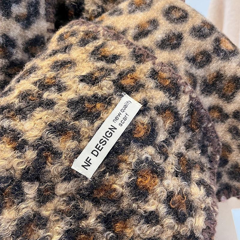 Wind retro leopard print imitation cashmere scarf women's autumn and winter new Spice Girl shawl thickened warm scarf