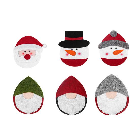 Xmas Tableware Bag Useful Delicate Lightweight Xmas Tableware Bag Cartoon Faceless Doll-Shaped Cutlery Cover Bag Christmas Tableware Holder