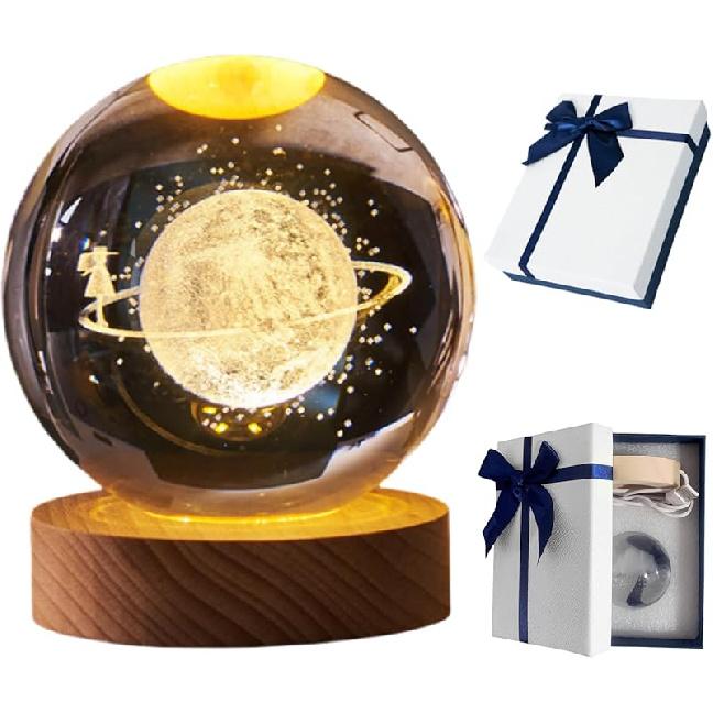 Happyhaves Calming Stellar Spheres - The Galaxy, Saturn and The Moon 3D Sphere Light and Lamp