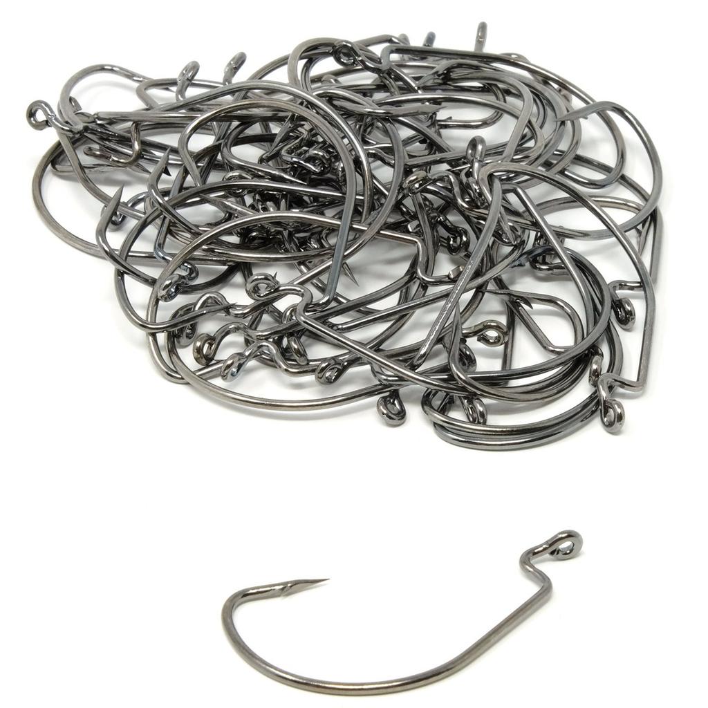 eeldog offset hook set for bass worm soft lure (4/0