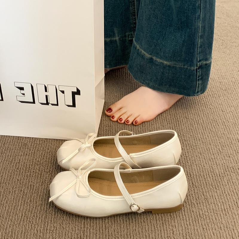 

Mary Jane shoes women s shoes 2025 new summer French flat ballet shallow mouth bow with skirt single shoes 35