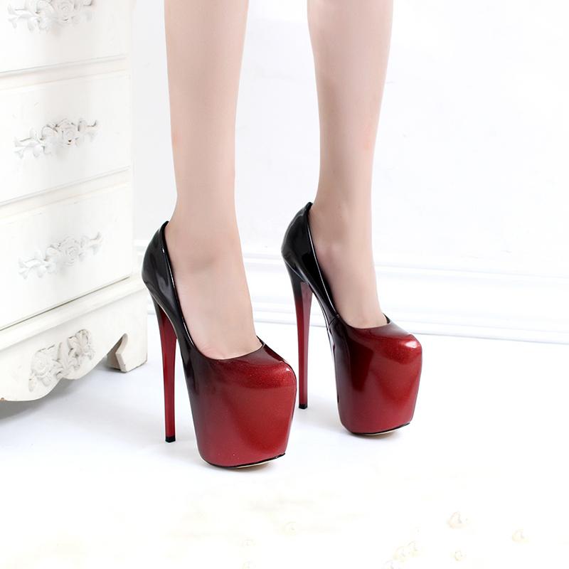 2025 Nowe Wiosenne Buty na Wysokim Obcasie Kobiety 19cm Szpilka Klub Nocny Wybieg Damskie Buty Letnie Wsuwane Seksowne Czółenka na Platformie WSH2603