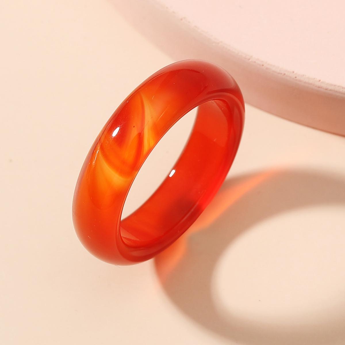 BLINGBAY Women s Vintage Natural Agate Green Chalcedony Ice Transparent Ring Geometric Polished Stone Band Jewelry