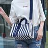 Sle Casual Canvas-Tragetasche Wasserdichte Pendler-Umhängetasche Modische Gestreifte Große Kapazität Handtasche für Jugendliche