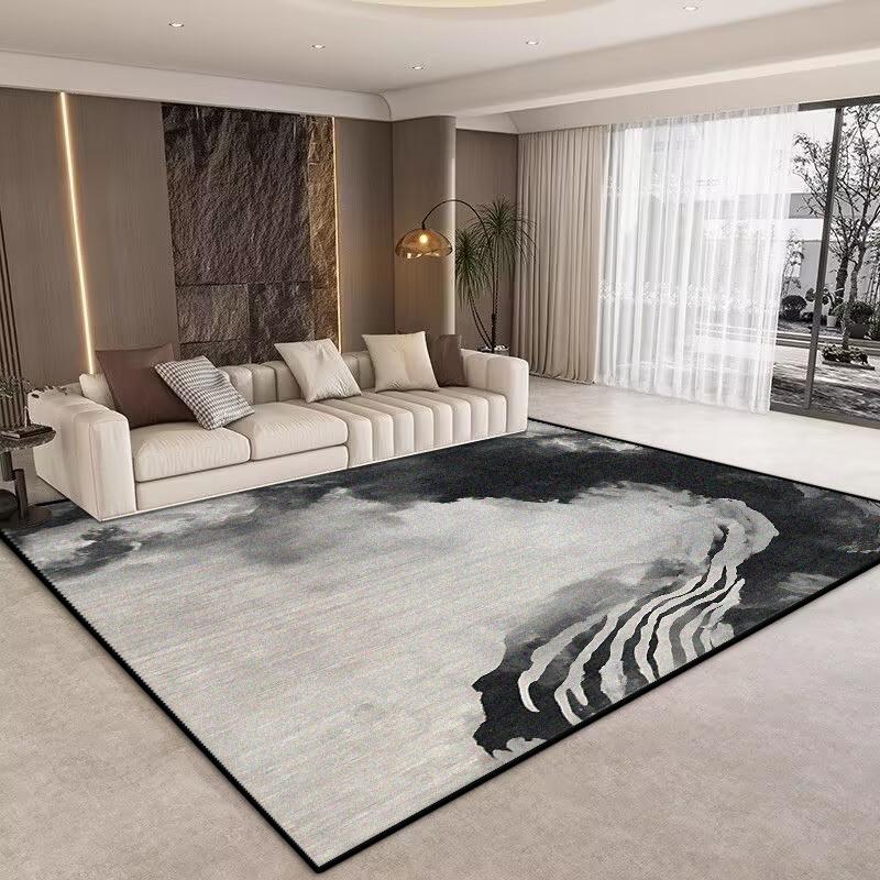 Nordic Livng Room Carpet Home Decoration Abstract Black Rug Bedroom Decor Area Rugs Washable Non-slip Dining Room Floor Mat