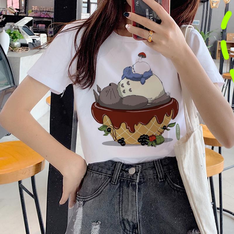 Kawaii Totoro Harajuku T Shirt Women Studio Ghibli Cute Cartoon T-Shirt Ullzang 90S Funny Tshirt Fashion Graphic Top Tees Female