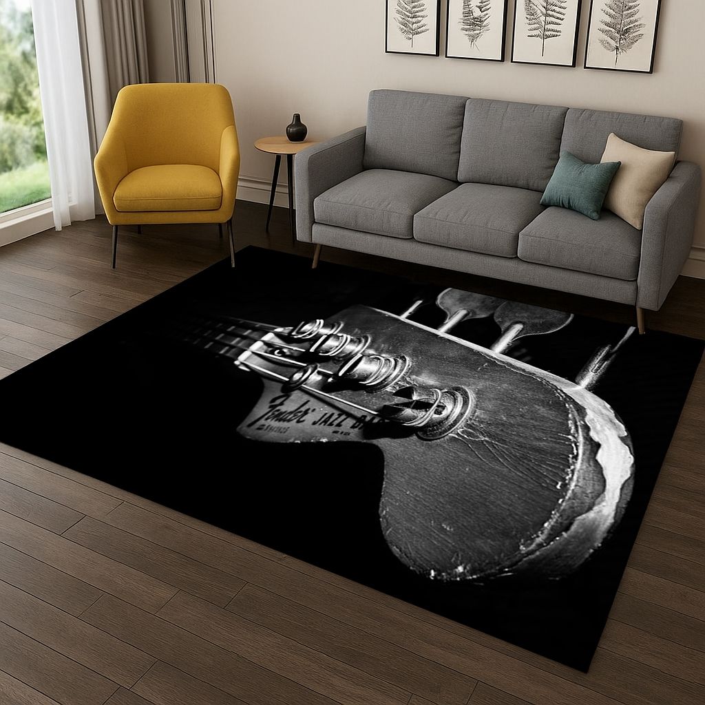 3D Fender Guitar Bass Instrument Music Logo Carpet Rug for Bedroom Living Room Sofa Doormat Home Decor,Area Rug Non-slip Gift